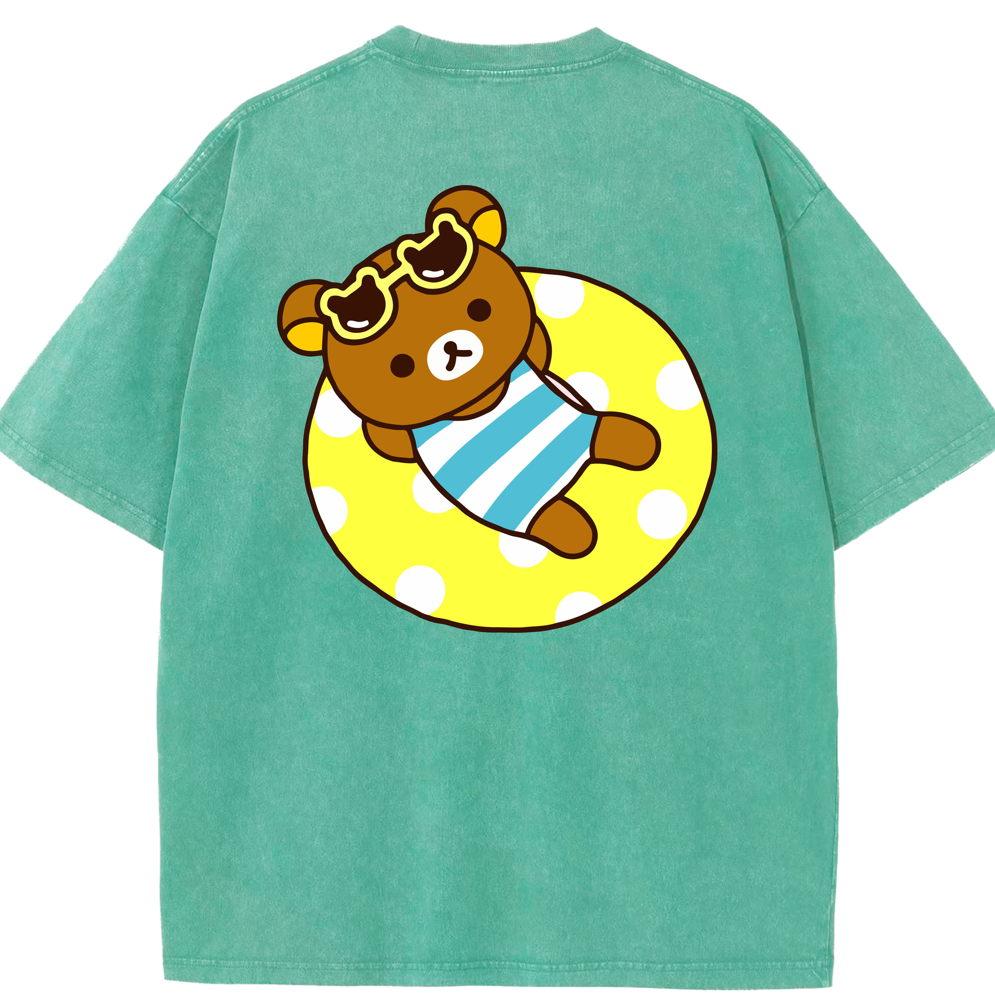 （画像用） リラックマ リラックマ キイロイトリ Rilakkuma Korilakkuma Kiiroitori 綿100% ヴィンテージ風 半袖Tシャツ（背面プリント）